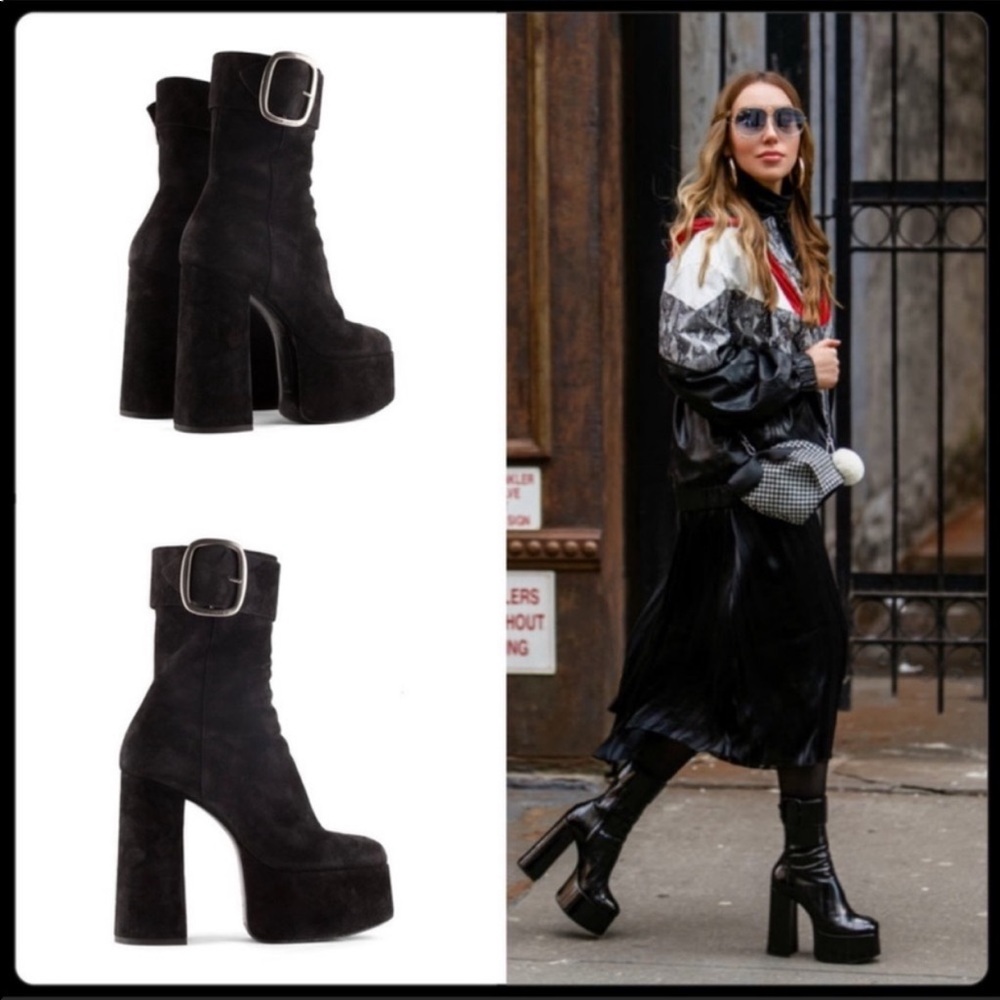 Saint Laurent Billy Platform Suede Booties